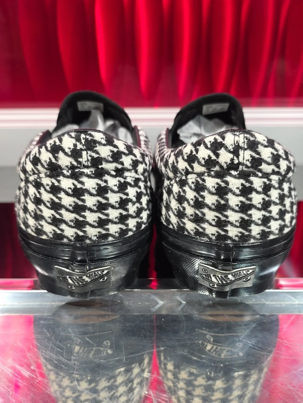 Vans LX Classic Slip On 98 Houndstooth Black White Men's 10 Women's 11.5